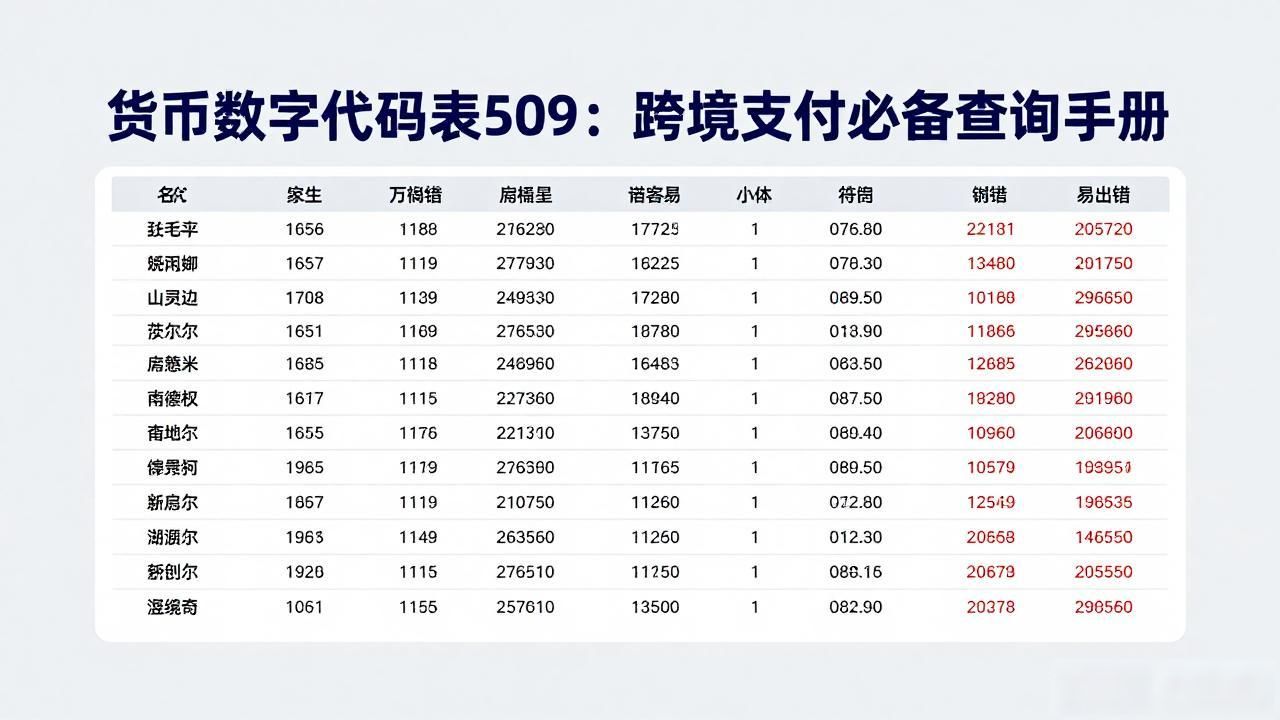 货币数字代码表509：跨境支付必备查询手册