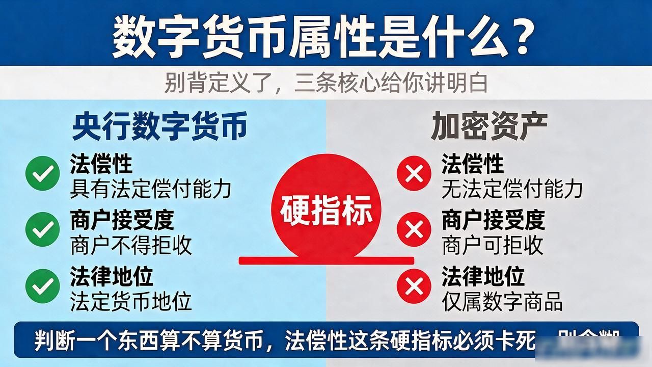 数字货币属性是什么？别背定义了，三条核心给你讲明白