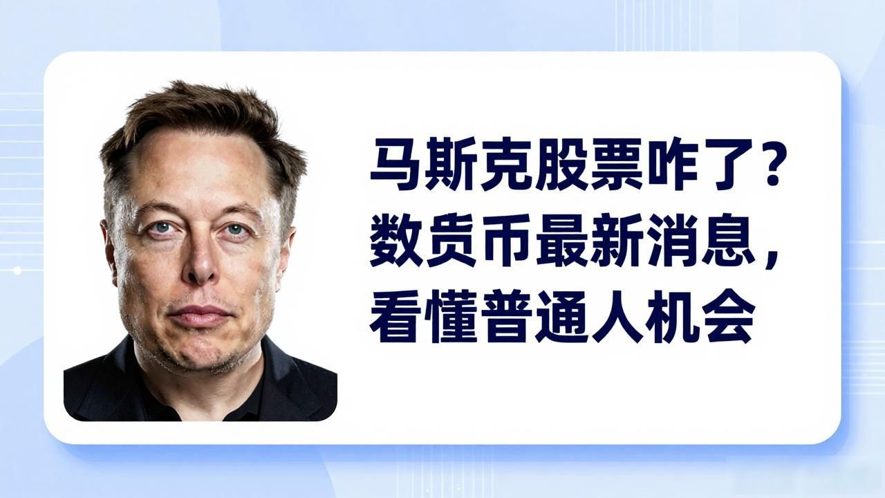马斯克股票咋了？数字货币最新消息，看懂普通人机会