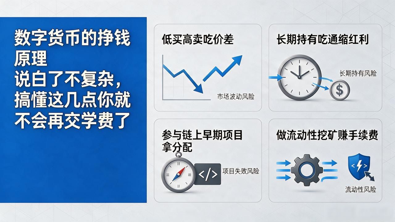 数字货币的挣钱原理说白了不复杂，搞懂这几点你就不会再交学费了