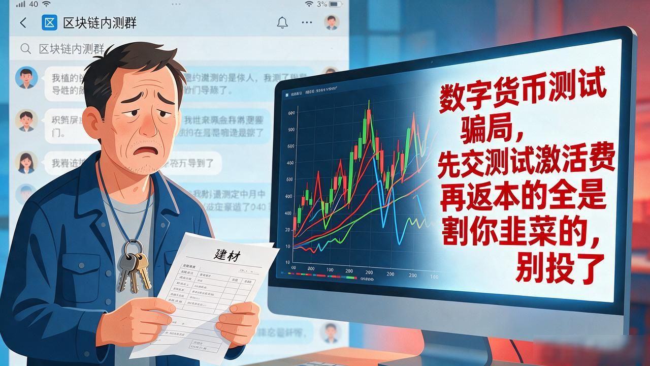 数字货币测试骗局，先交"测试激活费"再返本的全是割你韭菜的，别投了