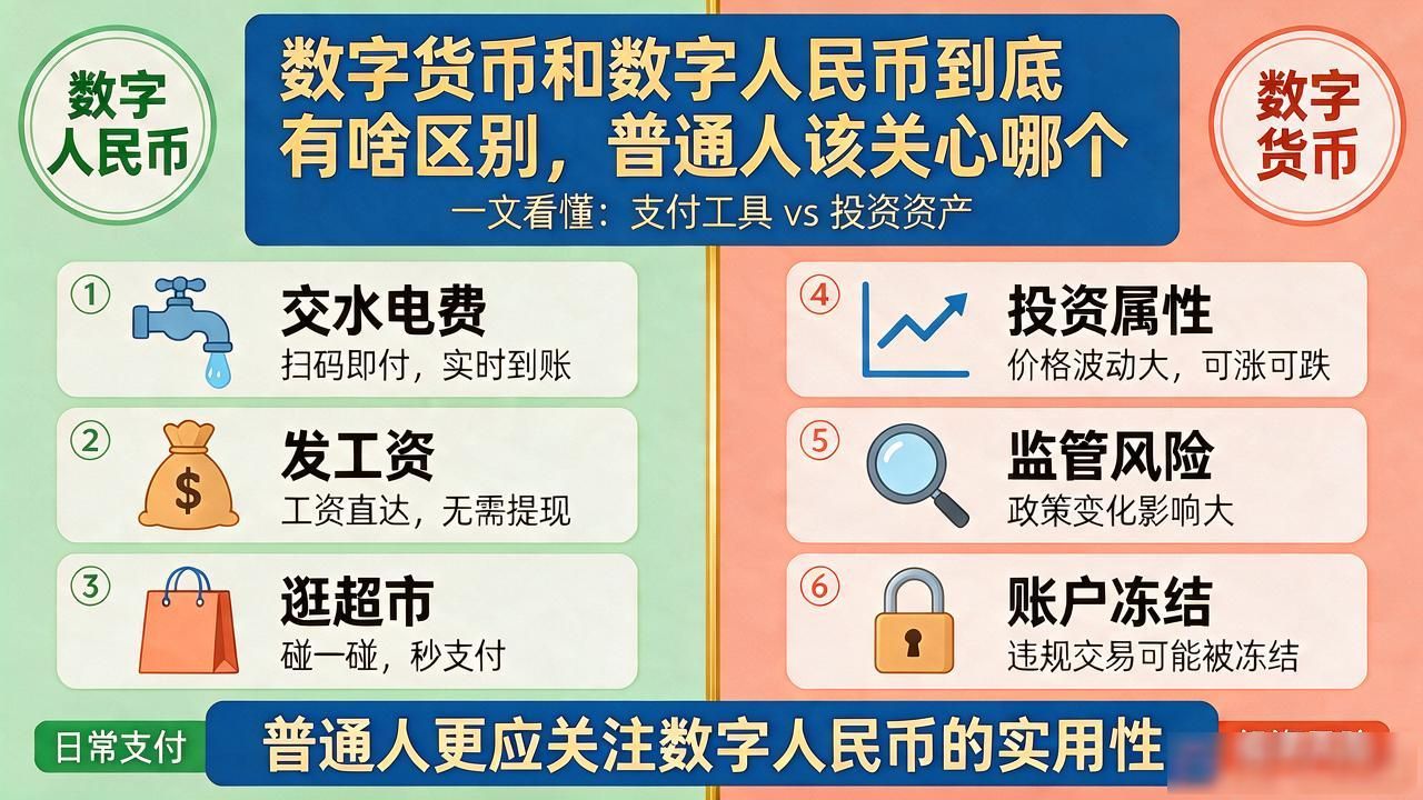 数字货币和数字人民币到底有啥区别，普通人该关心哪个