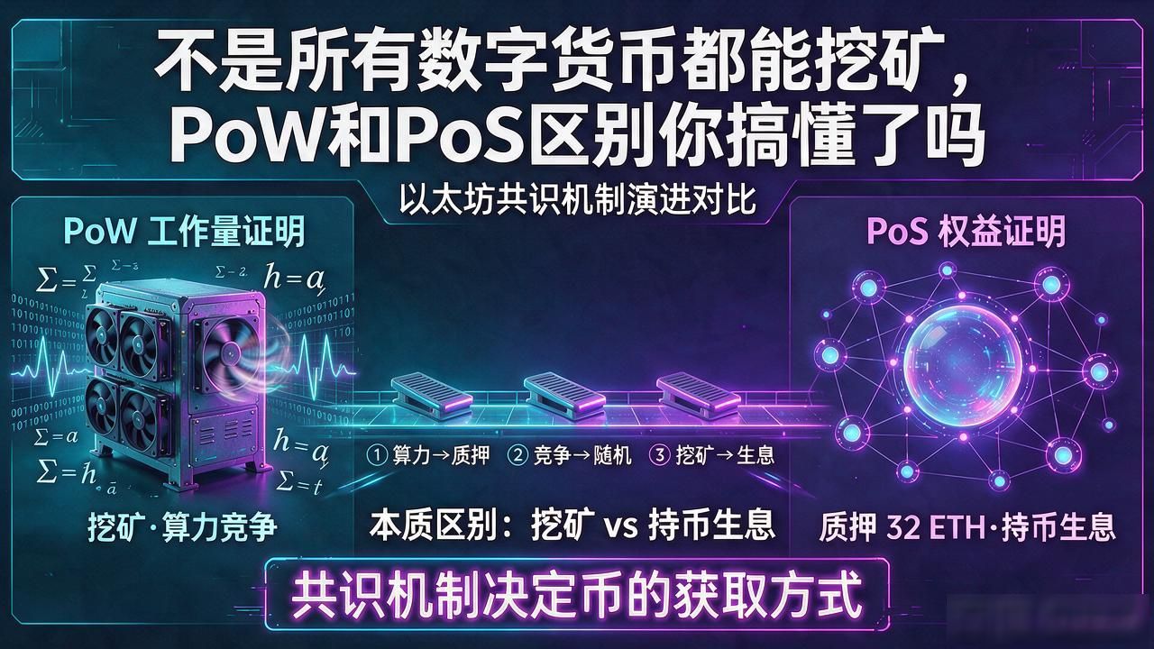 不是所有数字货币都能挖矿，PoW和PoS区别你搞懂了吗