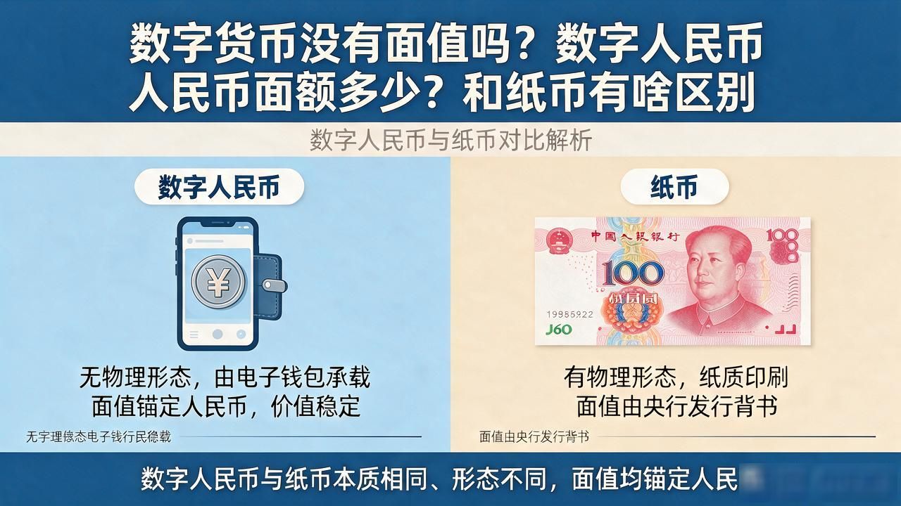 数字货币没有面值吗？数字人民币面额多少？和纸币有啥区别