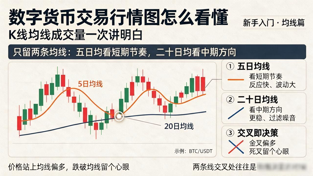 数字货币交易行情图怎么看懂，K线均线成交量一次讲明白